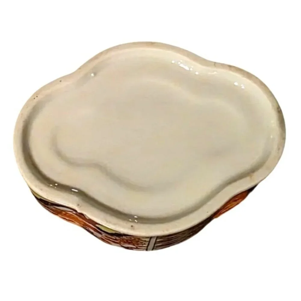 Vintage‎ Trinket Box Japanese Imari-Style Ceramic Floral & Geometric 3